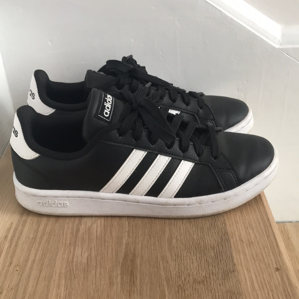 Adidas black and white sneakers